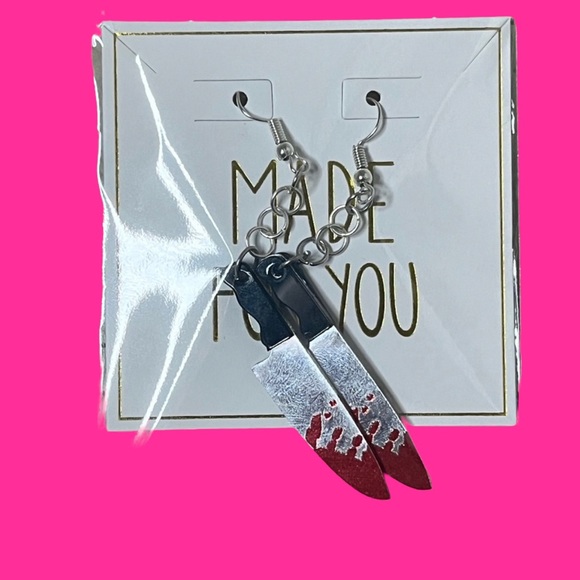 Jewelry - Brand new bloody butcher knife Halloween earrings handmade
